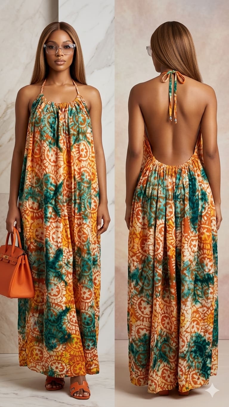 Adire Backless dress