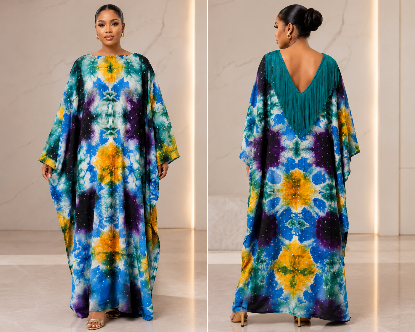 Adire fringe kaftan
