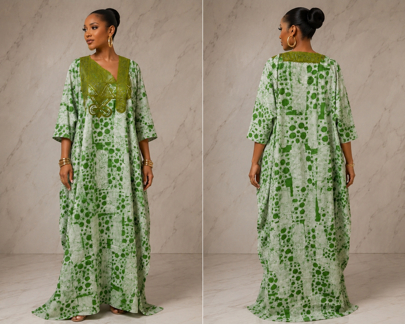 Embroidery Adire kaftan