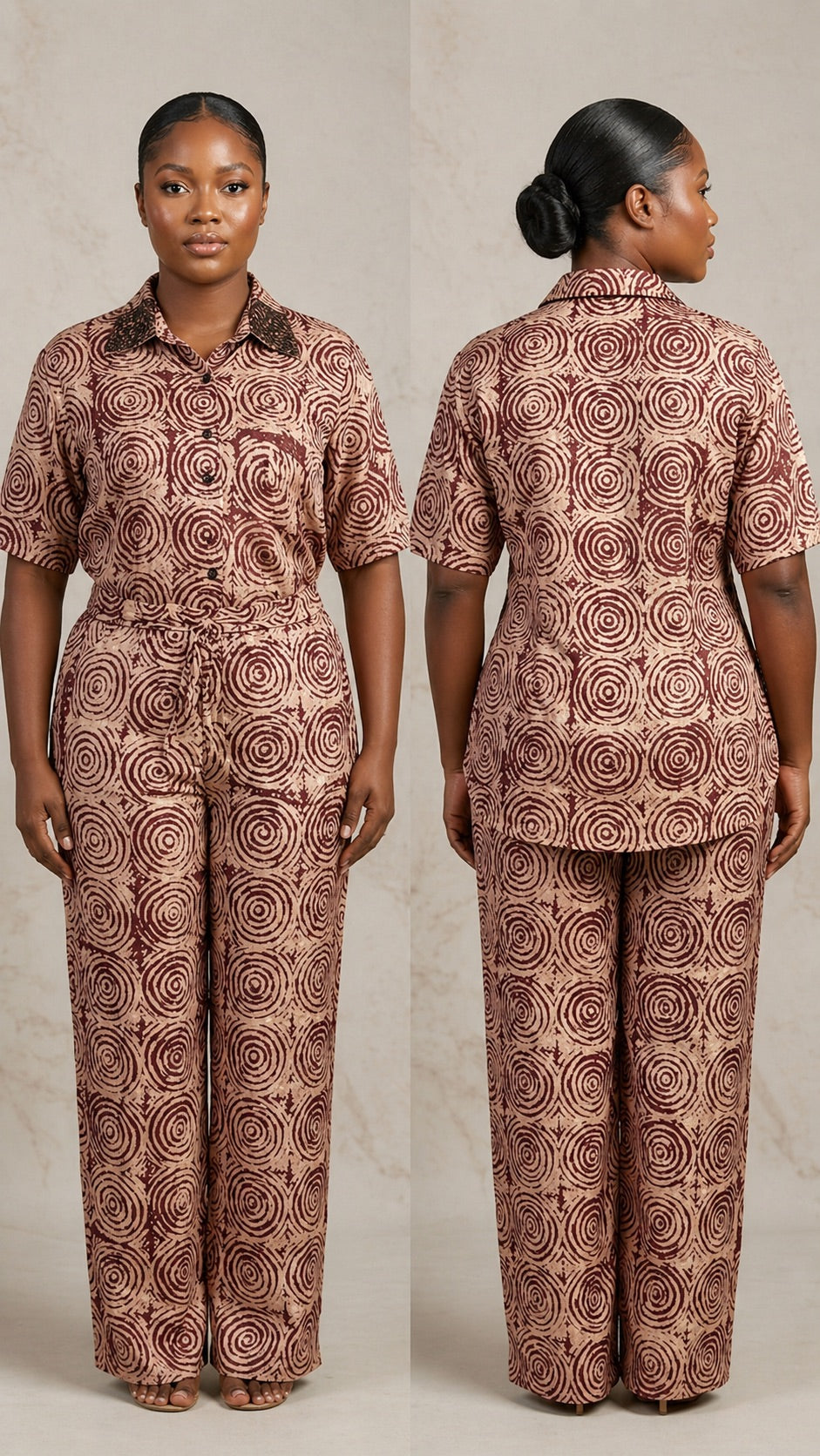 Adire Beaded shirt set