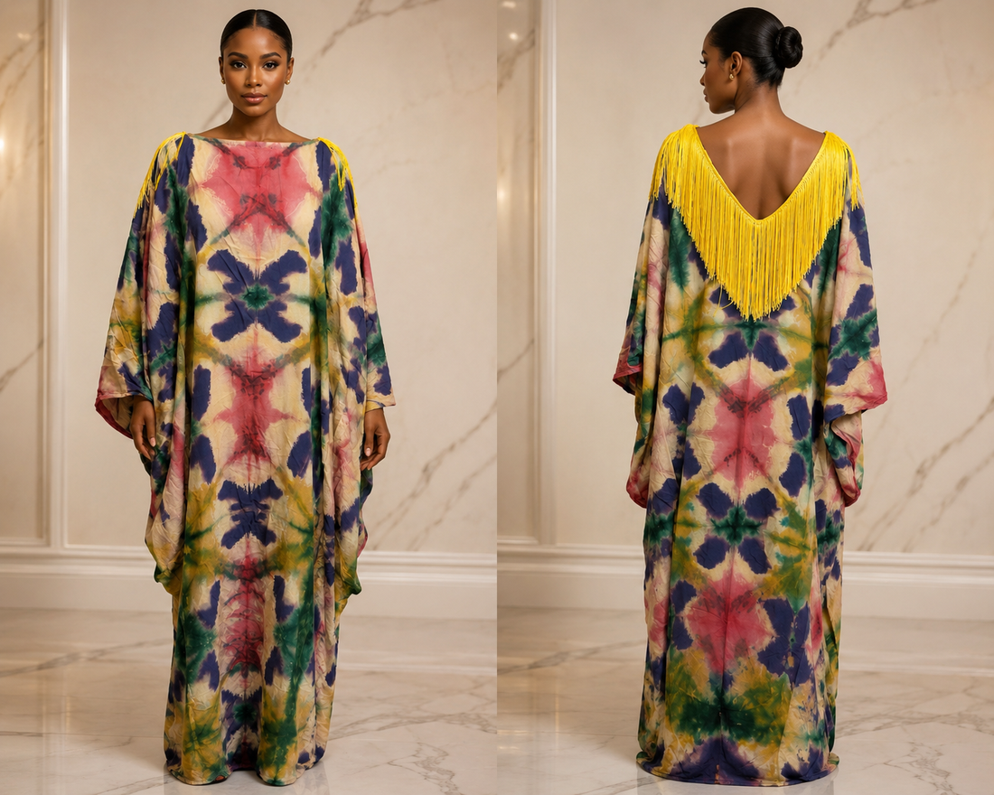 Adire fringe kaftan