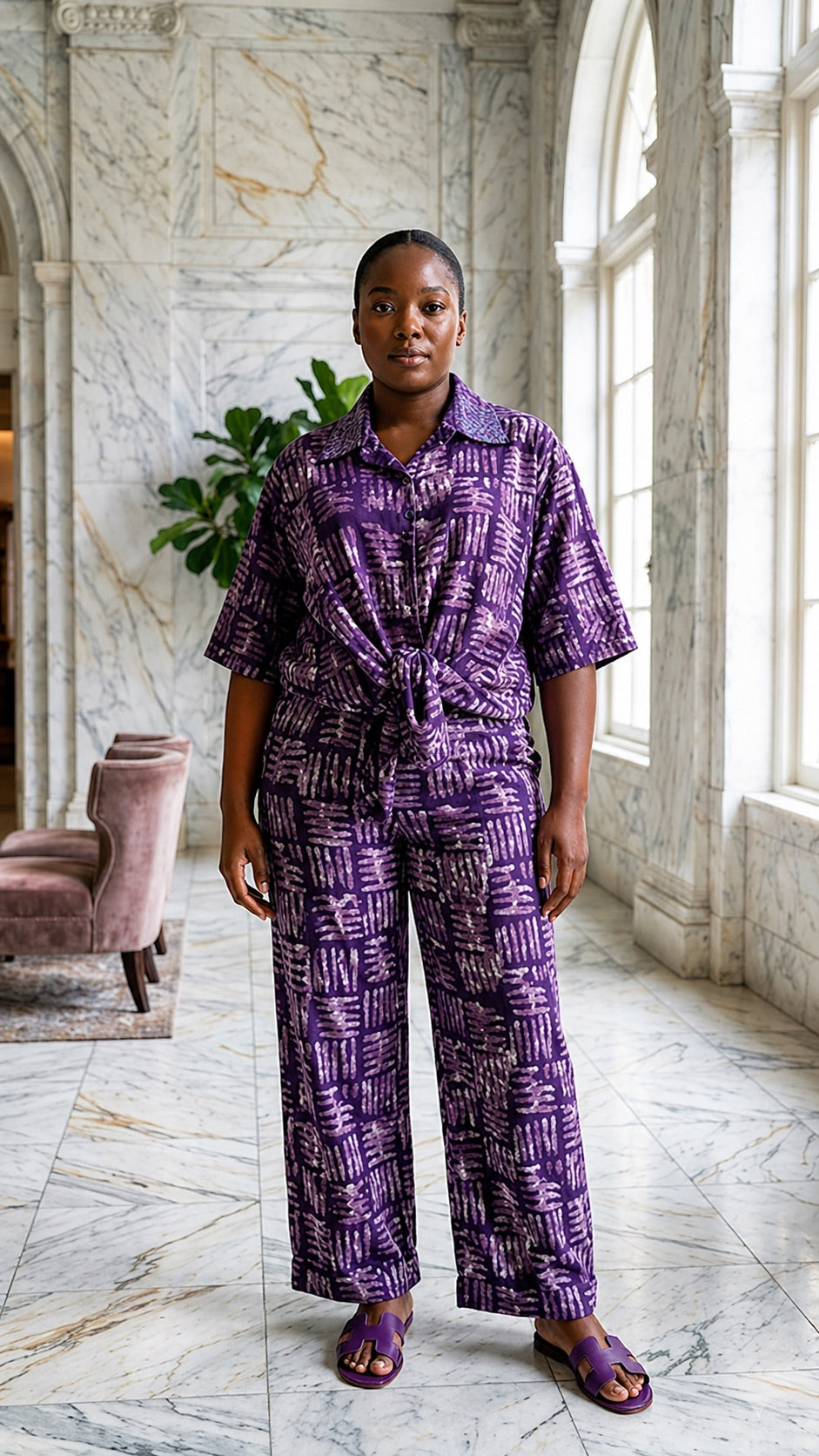 Adire Beaded shirt set