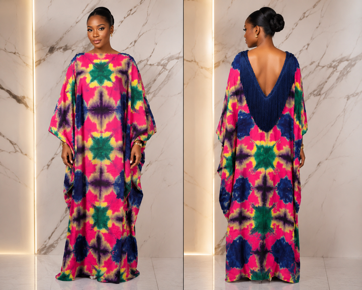 Adire fringe kaftan