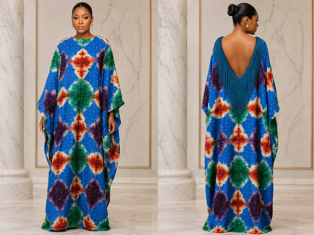 Adire fringe kaftan