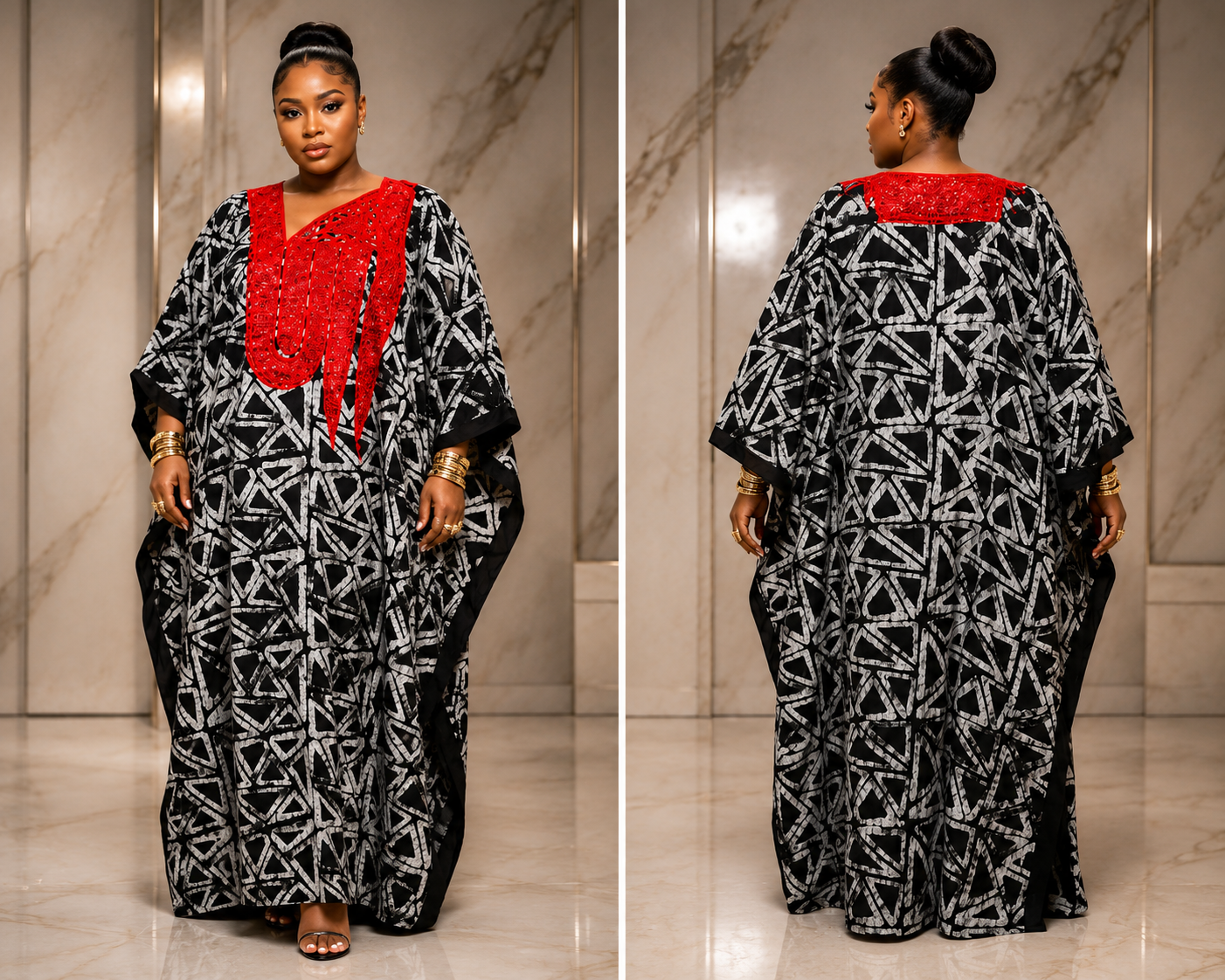 Embroidery Adire kaftan