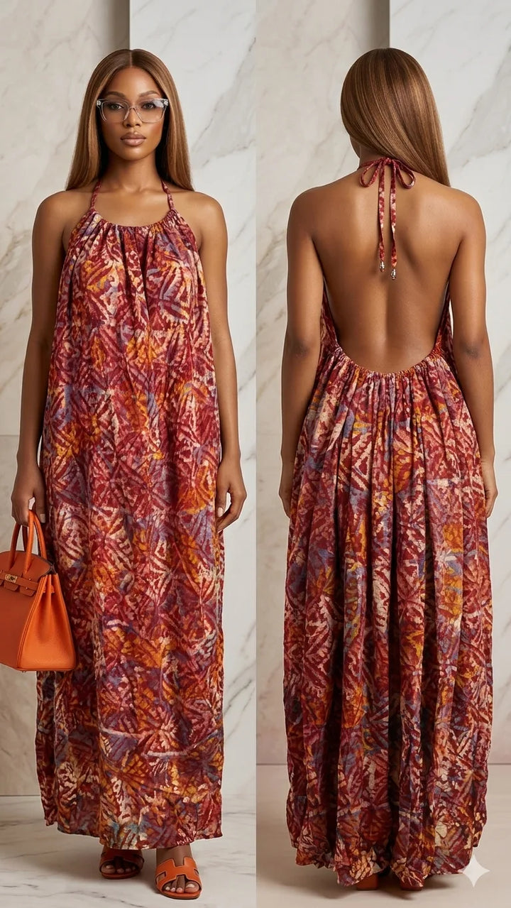 Adire Backless dress