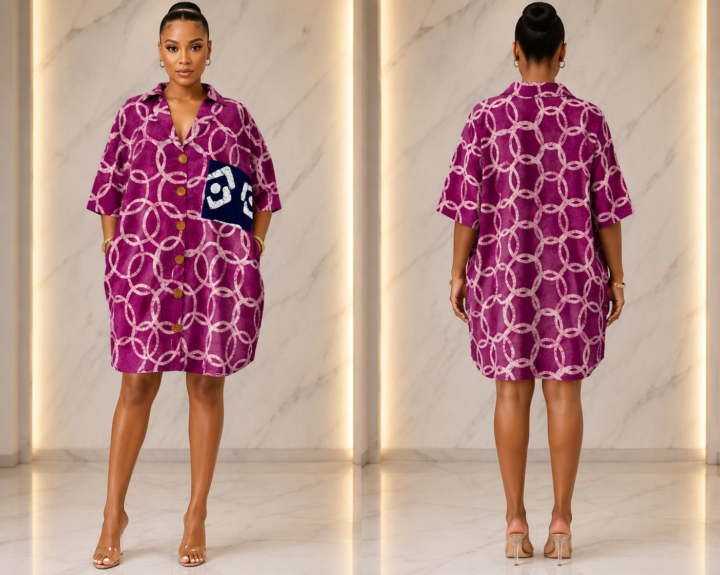 Adire shirt dress