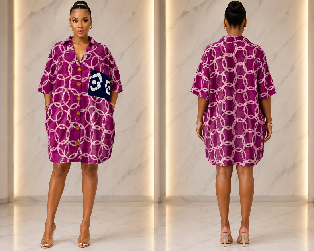 Adire shirt dress