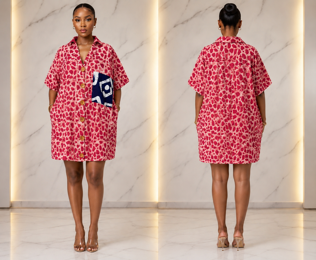 Adire shirt dress