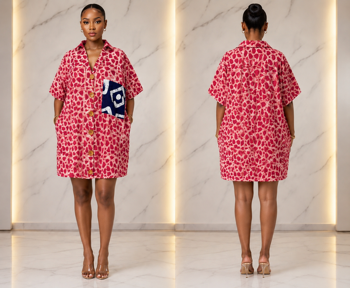 Adire shirt dress