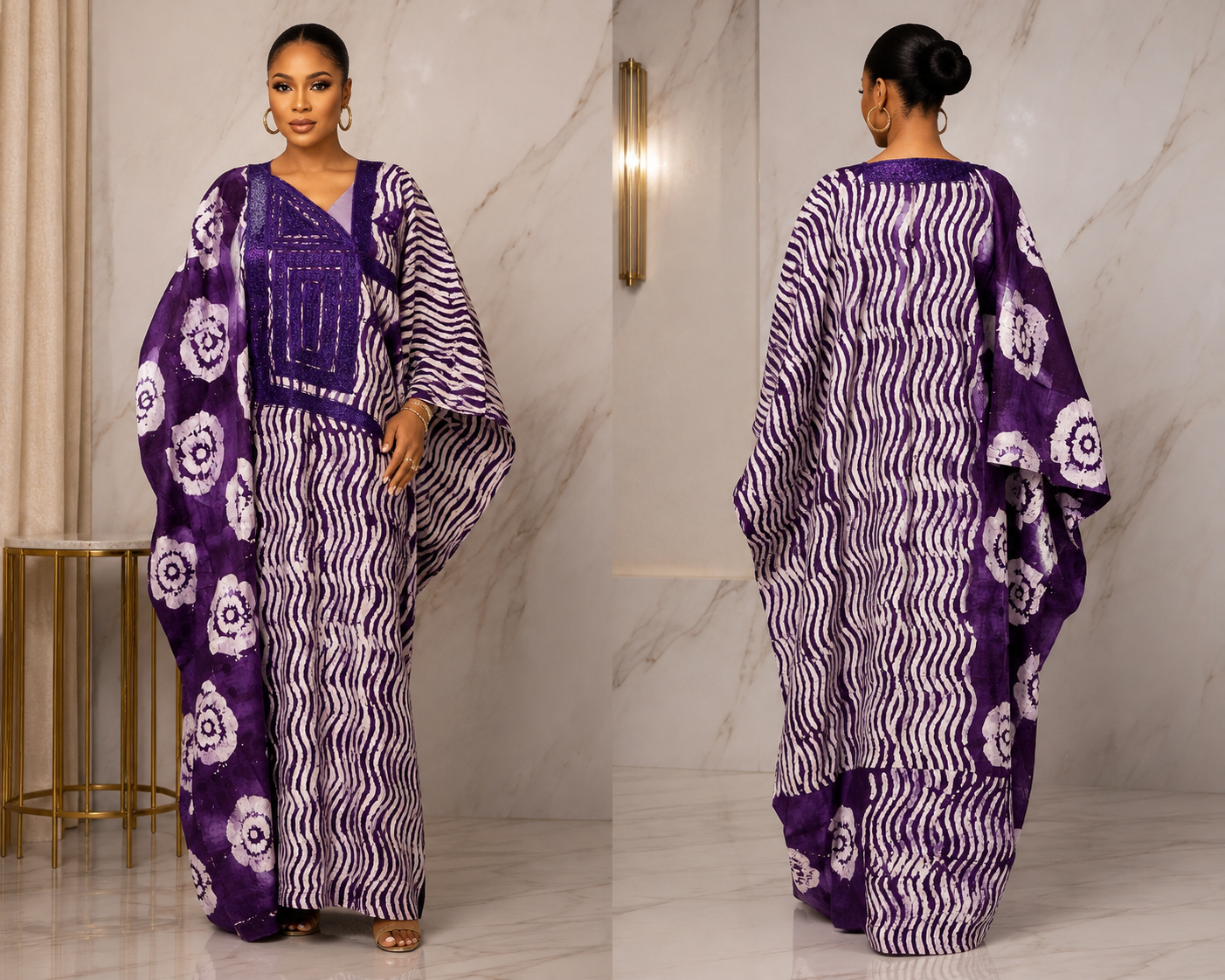 Embroidery Adire kaftan