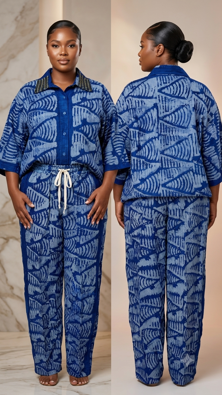 Adire Beaded Set